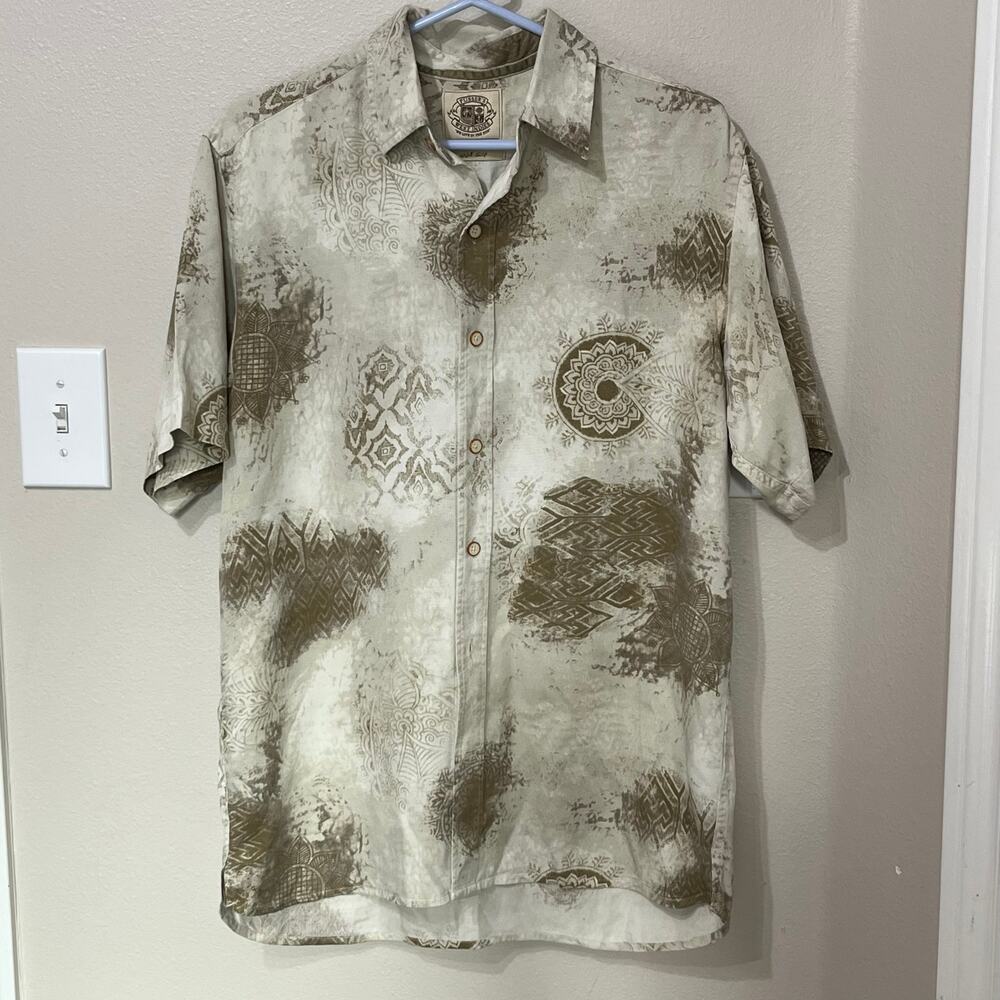 Pusser’s West Indies Men’s 100% Silk Shirt  Size?(L) Button Up Green Super‎ Soft